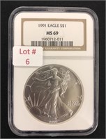 1991 American $1 Silver Eagle