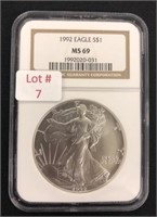 1992 American $1 Silver Eagle