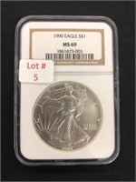 1990 American $1 Silver Eagle