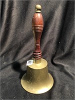 Vintage brass school bell 9 inches tall and 4 1/2