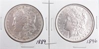 Coin 2 Morgan Silver Dollars 1889 & 1896