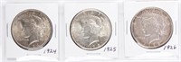 Coin 3 Peace Silver Dollars 1924, 1925 & 1926