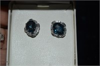Sterling London Blue Topaz White Sapphire Earrings