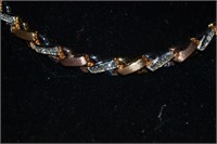 18 KT GOS Tritone 17" Crystal Stampato Necklace