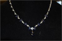 Sterling 17" Drop Necklace LC Sapphires