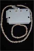 3 Piece Sterling Freshwater Pearl and Crystal Set