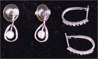 Two pair of white gold earrings, marked