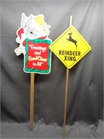 2 Vintage Christmas Signs