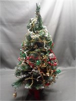 Small Fake Christmas Tree with lights & Ornaments