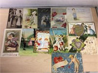 12 turn of the century valentine post cards