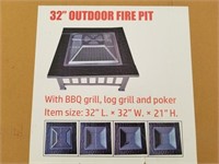 32" Fire Pit W/ BBQ Grill