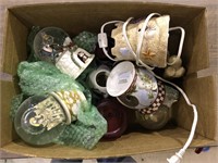 BOX LOT OF SNOW GLOBES AND MISC