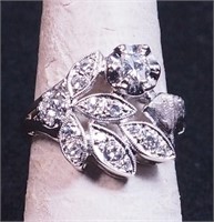 14K white gold and diamond cocktail ring