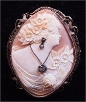 Large cameo in a 14K white gold mount