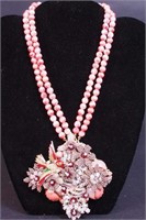 A Stanley Hagler coral and milk-colored beaded