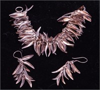 Sterling silver quill bracelet and matching