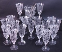 18 pieces of Rosepoint by Cambridge glass