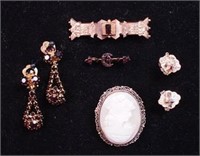 A group of gold-filled Victorian jewelry including