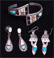 Group of Zuni silver jewelry, marked sterling,