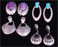 Four pairs earrings  marked
