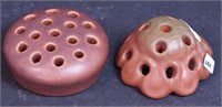 Two flower frogs: one 3 1/2" diameter marked