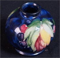 A 3" Moorcroft blue ground bulbous vase