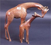 A 9" bronze giraffe mother and child