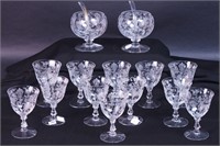12 pieces of Rosepoint by Cambridge glass