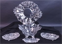 Five pieces of Rosepoint by Cambridge glass,