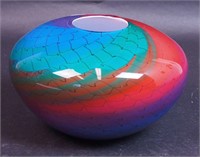 An art glass bowl, 6" high x 5" diameter, marked