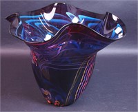 A large contemporary art glass vase signed