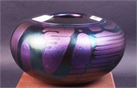 A contemporary art glass fumed vase signed