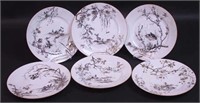Six 8 1/2" china plates with hand-painted