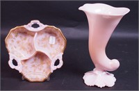 Two pieces of pink Cambridge glass including