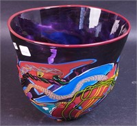 A contemporary art glass bowl, signed Dutch