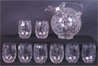 A nine-piece Rosepoint by Cambridge water set