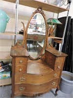 Antique Elegant Vanity Dresser W/Mirror