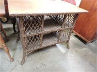 Vintage Weaved Wicker Table