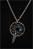 Sterling Turquoise Dream Catcher Necklace