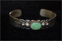 Sterling Turquoise Cuff Bracelet .5" Wide
