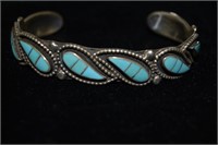 Sterling and Sleeping Beauty Inlay Cuff Bracelet