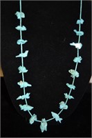 Turquoise Fetish Necklace with Seed Beads 29"