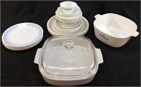 VINTAGE CORNING WARE AND CORELLE GLASS LOT