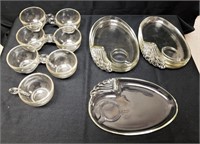 7 Place Setting Glass Plate & Cup Snack Set