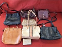 7 Leather & Leather/Canvas Purses & 1 Wallet