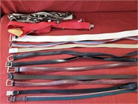 10 Leather - Cloth Belts & 2 Suspenders