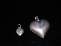 (2) Sterling Heart Pendants