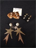 Hammered Copper and Metal Plated Earring Lot