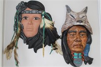 2 Really Georgeous indian face mask wall hangers