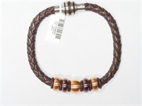 St. Steel Leather Bracelet